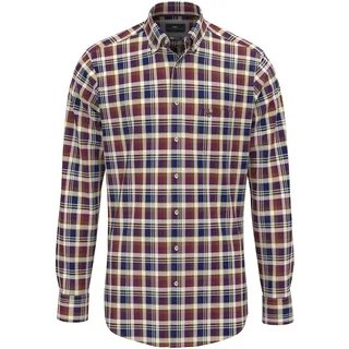 Langarmhemd FYNCH-HATTON, Herren, Gr. 4XL, N-Gr, braun (deep merlot), Jersey, Obermaterial: 100% Baumwolle, kariert, regular fit taillenbedeckt, Manschette, Hemden Langarmhemd, mit Logo Stickerei