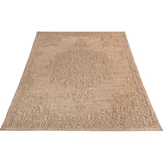Paco Home Teppich Wetterfest Balkon Orient Muster Vintage Einfarbig Grösse 120x160 cm - beige