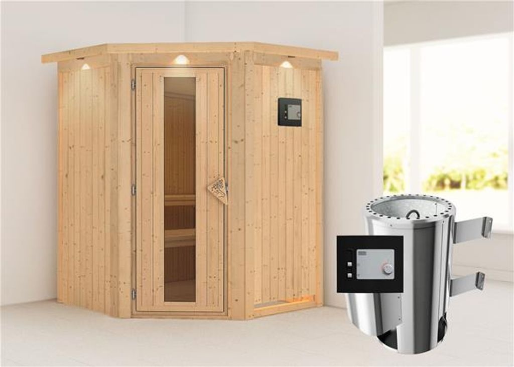 Bild von Sauna Nanja 68mm 230V Kranz Saunaofen 3,6kW extern Holztür