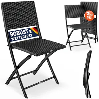 Polyrattan Klappstuhl Rom 2er-Set Schwarz