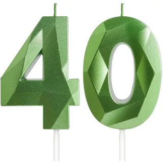 Yiran Kerzen zum 40. Geburtstag, grüne Zahl 40 Kerze für Kuchen, Happy Birthday Kerzen, grüne Kuchendekoration, Dekoration für Geburtstagsparty, Babyparty, Hochzeitstag