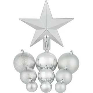 OBI Weihnachtskugeln 63-Teilig Silber Kunststoff