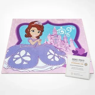 Mevsim Store Spielteppich Kinderzimmer Mädchen 95x133 cm - Oeko-TEX Standard 100 - Disney Lizenziertes Sofia The First Produkt - Rosa Kinderteppich rutschfest Waschbar - Spielmatte Baby Deko
