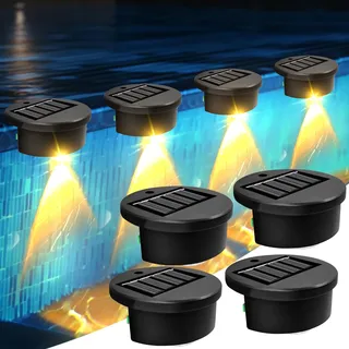 Recitem 4er Pack Solar Poolbeleuchtung Solarlampen für Außen, Solarleuchten Wanddeko Outdoor, Pool Beleuchtung, Solar Gartenleuchten für Außen, Lampe Outdoor, LED Teichbeleuchtung Pool Licht