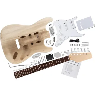 Rocktile DIY Strat Bausatz E-Gitarre - "Do-it-yourself" Bausatz Strat-Style - Korpus: Paulownia - Hals: Ahorn geschraubt - Griffbrett: Blackwood