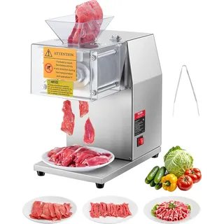Vevor Fleischschneidemaschine Fleischschneider 850 W 250 kg/h kommerzielle Fleischschneidemaschine aus Edelstahl 5 mm Dicke, elektrischer Lebensmittelschneider für Restaurant, Supermarkt