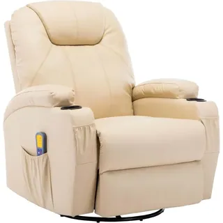 vidaXL Massage-Schaukelsessel Creme Kunstleder