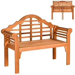 Holzbank klappbar, wetterfeste Gartenbank aus Eukalyptus, 2-Sitzer Balkonbank, Sitzbank bis 360kg belastbar, Parkbank für Garten, Balkon, Terrasse, 123 x 54 x 96 cm