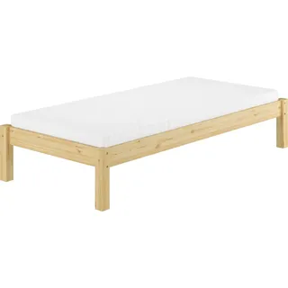 Einzelbett Kiefer natur 80x200 Massivholzbett Futonbett Kinderbett Zubehör wählbar V-60.35-08Rollrost und Matratze inkl. - Naturbelassen