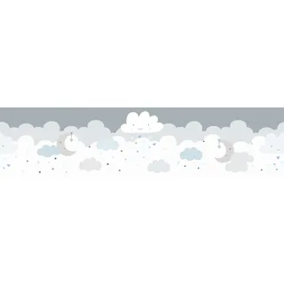 A.S. Création Bordüre Wolken 5 m x 15 cm Grau-Blau