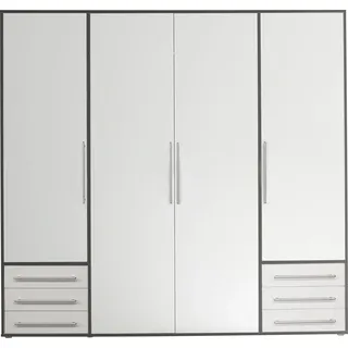 SchlafKONTOR Drehtürenschrank Lyss 206 x 194 x 58 cm Beige/Grau/Weiß