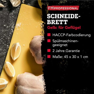Schneidebrett FMPROFESSIONAL "extra großes Brett aus Kunststoff", gelb, B:30cm H:1cm L:45cm, Kunststoff, Schneidebretter, Schneidebrett, Profi Gastro Schneidebretter – spülmaschinenfest, ca. 45 x 30 cm
