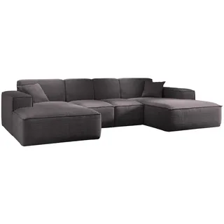 kaiser möbel Ecksofa, Eckcouch U form, Wohnzimmer Couch Large 342cm SIENA stoff Poso Dunkelgrau - Dunkelgrau