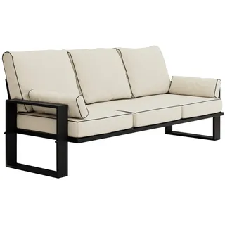 MKS Gartensofa Elba 3 Sitzer - Beige , Textil , 215x90x87 cm , Gartenmöbel, Loungemöbel, Gartensofas & Loungesofas