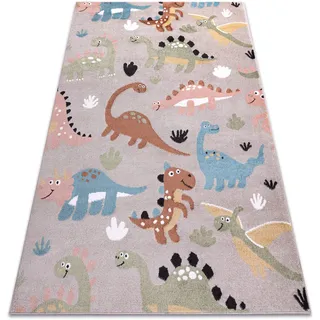 RugsX Teppich Fun Dino Kinderteppich für Babyzimmer, Spielteppiche, Kinderzimmer, Moderne, Dinosaurier beige 160x220 cm
