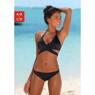 Triangel-Bikini BENCH., Damen, Gr. 36, Cup A/B, schwarz, Polyamid, unifarben, Bikini-Sets Triangel-Bikini, in Wickeloptik