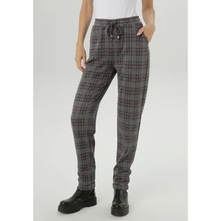 Schlupfhose ANISTON SELECTED, Damen, Gr. 34, N-Gr, blau (marine, beige, camel, kariert), Obermaterial: 75% Polyester, 23% Viskose, 2% Elasthan, kariert, figurumspielend knöchellang, Hosen Schlupfhose, mit zwei Eingriffstaschen