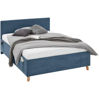 Stylife Polsterbett , Blau , Holz , Birke, Buche,Eukalyptusholz , 140x200 cm , Reach , Bettkasten, Lattenrost, gepolstertes Kopfteil, Stoffauswahl, in verschiedenen Größen erhältlich,individuelle Liegehärteeinstellung , Schlafzimmer, Betten, Polsterbetten