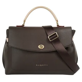 Umhängetasche BUGATTI "ELLA", Damen, Gr. B/H/T: 35cm x 22cm x 9cm onesize, braun (dunkelbraun), Kunstfaser, unifarben, Taschen Umhängetasche
