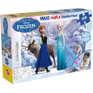 Liscianigiochi 2 in 1 Doppel Gesicht supermaxi 108 Stück Die Eiskönigin Frozen, Puzzle Beidseitig 108 Teile