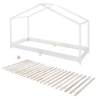 roba Hausbett 90 x 200 cm Holz massiv lackiert weiß