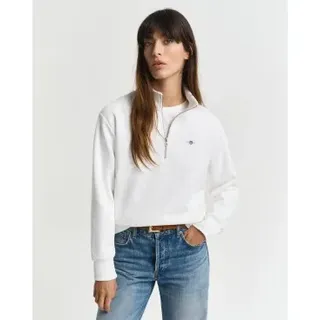 Gant für Damen. 4200561 Beigefarbenes Shield Sweatshirt mit halbem Reißverschluss (L), Lässig, Baumwolle