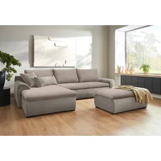Home Affaire »Win, L-Form, Breite 285cm« optional mit Schlaffunktion und Bettkasten, taupe, Cord,