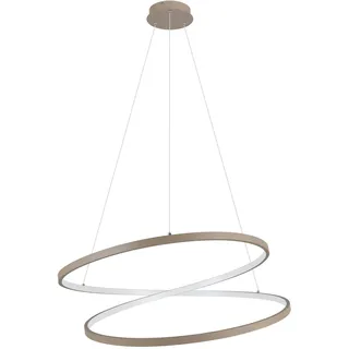 EGLO LED Hängelampe Ruotale, Pendelleuchte über Esstisch, Esszimmerlampe geschwungen, Hängeleuchte Ringe aus Metall in Sand, warmweiß, Ø 70 cm