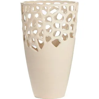 Gilde Tischvase »Bologna, Dekovase mit Cut-Outs« Vase aus Keramik, mit gekratzer Oberflächenstruktur, Höhe ca. 38 cm, beige