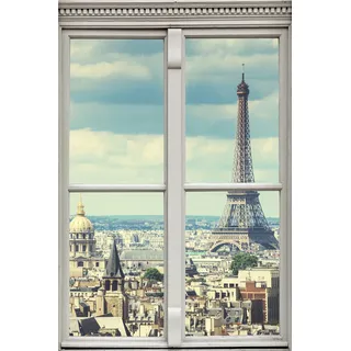 queence Wandsticker »Paris« Wandsticker, Wandbild, selbstklebend, 3D, Fenster, grau