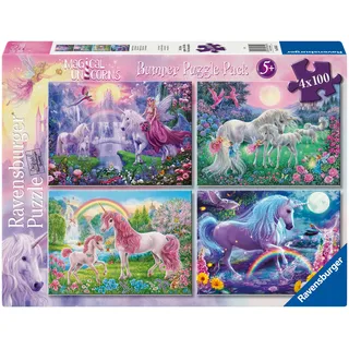 Ravensburger Kinderpuzzle 05654 - Magische Einhörner 4X 100 Teile Puzzle in Einer Box, für Puzzle-Freunde und Einhorn-Fans ab 5 Jahren