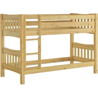 Etagenbett Kiefer Massivholzbett 90x200 Stockbett Hochbett Zubehör wählbar V-60.15-09Ni70 Rollrost inkl. - Naturbelassen