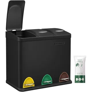 Songmics Mülleimer 3 x 8 l Schwarz