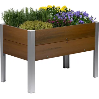 dobar® WPC-Hochbeet auf Stelzen für Garten und Balkon als Bausatz in Holzoptik - Pflanzkasten wetterfest für Gemüse und Kräuter - 91 x 50 x 60 cm - Braun
