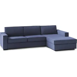 Schlafsofa Adela, Ecksofa, 100%  Italy, Sofa mit Drehöffnung, Rechte Containerhalbinsel, mit Standard-Armlehnen, Cm 280x95h90, Blau - Blau