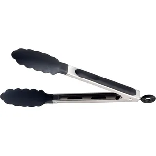 ELO 40501 Zipp Zapp Kochzange, 27 cm, Servierzange universell einsatzbar, hitzebeständiges Nylon, satiniert, Silber / Schwarz