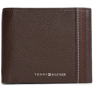 Tommy Hilfiger Geldbörse "TH CENTRAL CC & COIN" Herren Geldbeutel, Portemonnaie mit Logoschriftzug und Kontrastnaht, kaffeebraun
