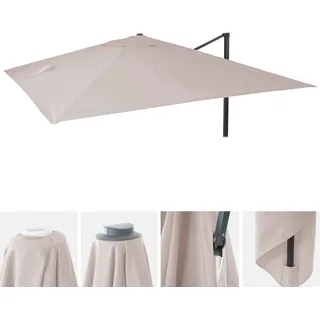 Ersatz-Bezug für Luxus-Ampelschirm HWC-A96, Sonnenschirmbezug Ersatzbezug, 3x3m (Ø4,24m) Polyester 2,7kg creme-grau - Grau