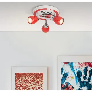Brilliant LED-Spotrondell Racing 3-flammig Rot und Weiß-Schwarz