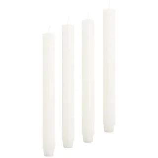 4er Pack Rustikale Stabkerzen H:30 cm Ø:2,6 cm - 20 Stunden Brenndauer - Kerzen Dinnerkerzen Tafelkerzen Kirchenkerzen, Farbe:Weiß