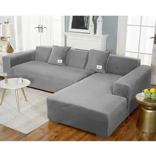 uyeoco Samt Sofabezug L-Form Couchbezug Weich 1 Stück Elastische Lounge-Sessel Sofahusse waschbare Katzen Hunden Möbelschutz (Color : J, Size : 90-140cm)