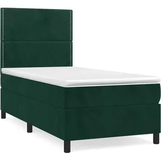 vidaXL Boxspringbett mit Matratze Dunkelgrün 90x190 cm Samt - Grün