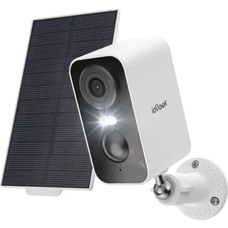ieGeek 2K 3MP HD Überwachungskamera Aussen Solar, 360° PTZ Überwachungskamera Aussen Akku, 2.4GHz WLAN Kamera mit PIR Bewegungsmelder,Farb-Nachtsicht, 2-Wege-Audio, IP65 (Weiße 4)