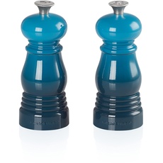 Le Creuset Kleines Mühlenset, Salz- und Pfeffermühle, ABS-Kunststoff, Je 5 x 5 x 12,1 cm, Keramik-Mahlwerk, Deep Teal, 96002500642000