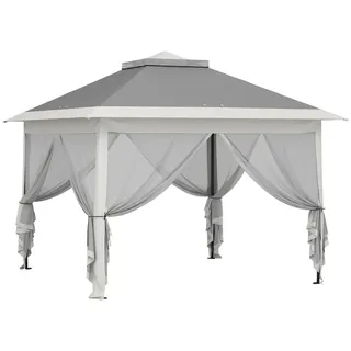Outsunny Pavillon 3,3x3,3m, wasserabweisend Stabil Winterfest Pop-up Faltpavillon Grau , Dunkelgrau , Metall , 330x288x330 cm , Sonnenschutz, Pavillons