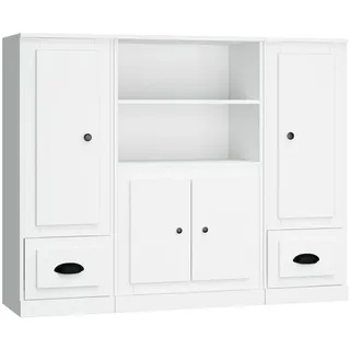 vidaXL Highboards 3 Stk. Weiß Holzwerkstoff