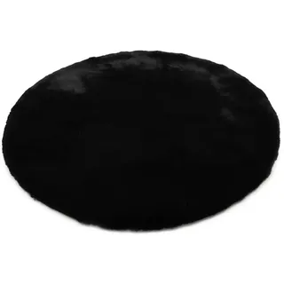 Hochflorteppich , Schwarz , Textil , Uni , rund , Oeko-Tex® Standard 100 , für Fußbodenheizung geeignet , Teppiche und Böden, Teppiche, Runde Teppiche