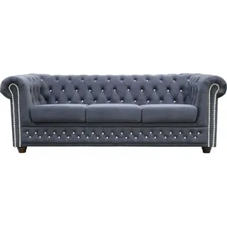 Chesterfield Sofagarnitur 3+2+1 Schlafsofa Sofa Couch Polster Leder Sofas Bett