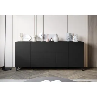 Sideboard HOME AFFAIRE "SIDEBOARD PHUKET II, Stilvolle, grifflose kommode, Breite 180cm", graphite schwarz matt, B:180cm H:76cm T:37,5cm, ABS-Kunststoff, FSC-zertifizierter Holzwerkstoff, Holzwerkstoff, Kunststoff, Sideboards, Sideboard, Mit 5 Türen, 1 Klappe, 7 Fächern und höhenverstellbaren Einlegeböden