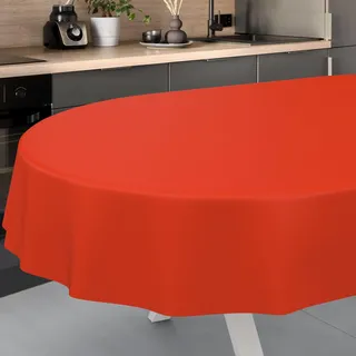 ANRO Wachstuch-Tischdecke Tischdecke abwaschbar Wachstuch Garten-Tischdecke Outdoor Indoor Oval 200x140cm Schnittkante Rot Wachstuchtischdecke Wachstischdecke wasserabweisend Gartentischdecke
